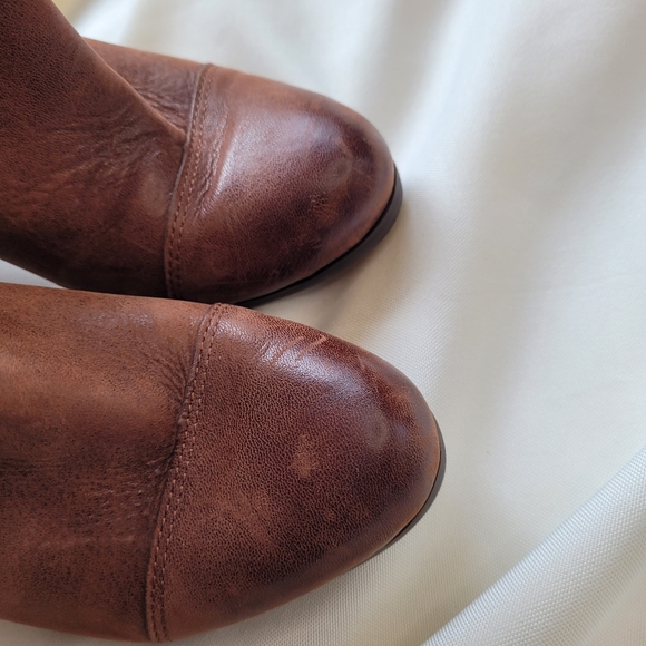 Lucky Brand Laureen Brown Leather Heeled Ankle Booties Side Zipper Size 10 M - Picture 9 of 9